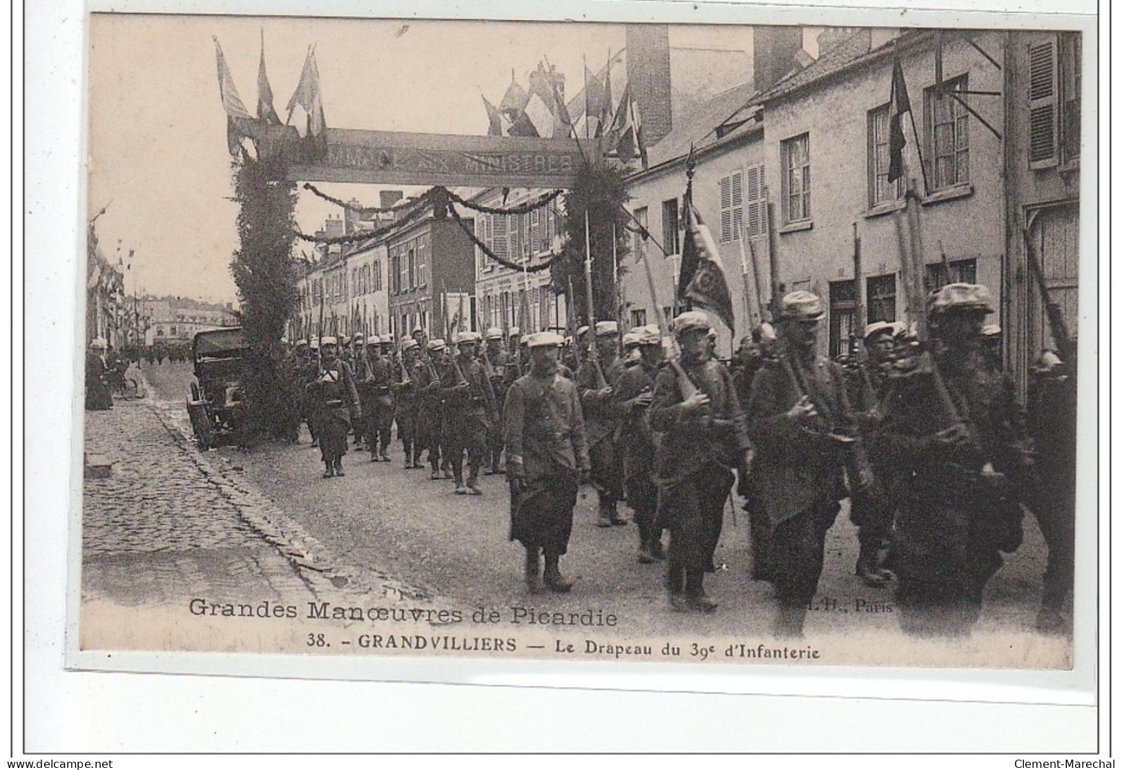 Grandes Manoeuvres De Picardie - GRANDVILLIER - Le Drapeau Du 39è D'Infanterie  - Très Bon état - Grandvilliers