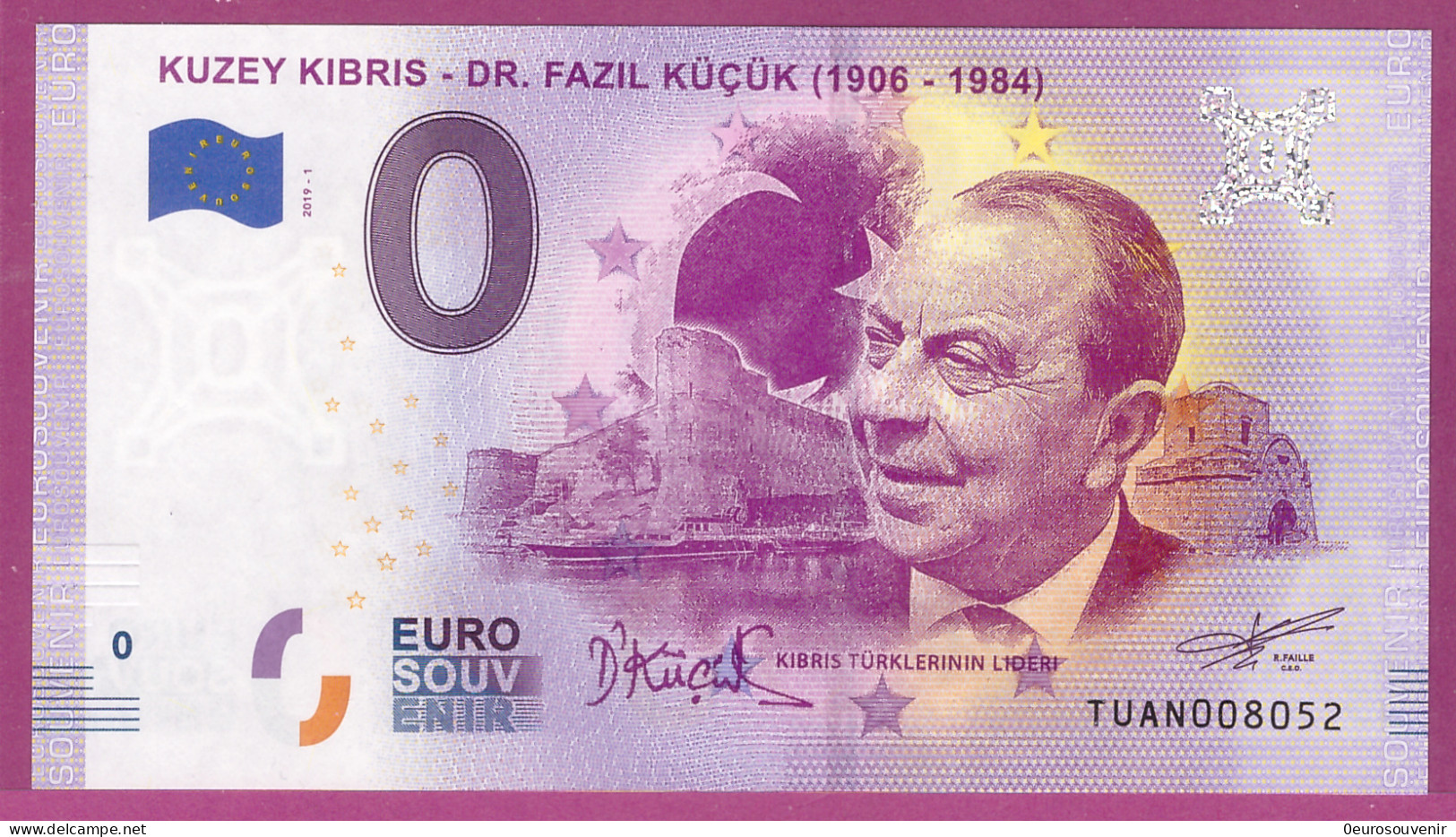 0-Euro TUAN 2019-1 KUZEY KIBRIS - DR. FAZIL KÜÇÜK (1906-1984) NORD-ZYPERN - Private Proofs / Unofficial