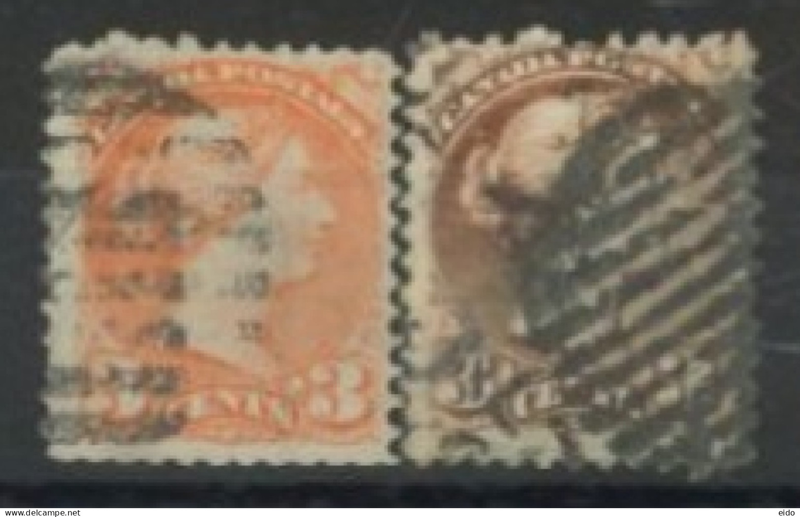 CANADA - 1868/70, QUEEN VICTORIA STAMPS SET OF 2, USED. - Gebraucht