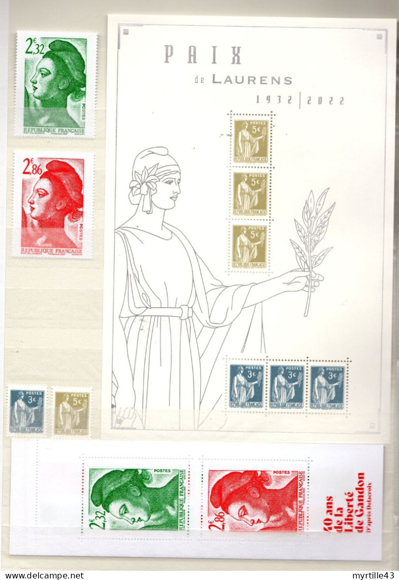 VENDU A LA FACIALE - Tous les timbres et blocs gommés de l'année 2022 inclus les 2 timbres affiches à 7€ Burelé et Paris