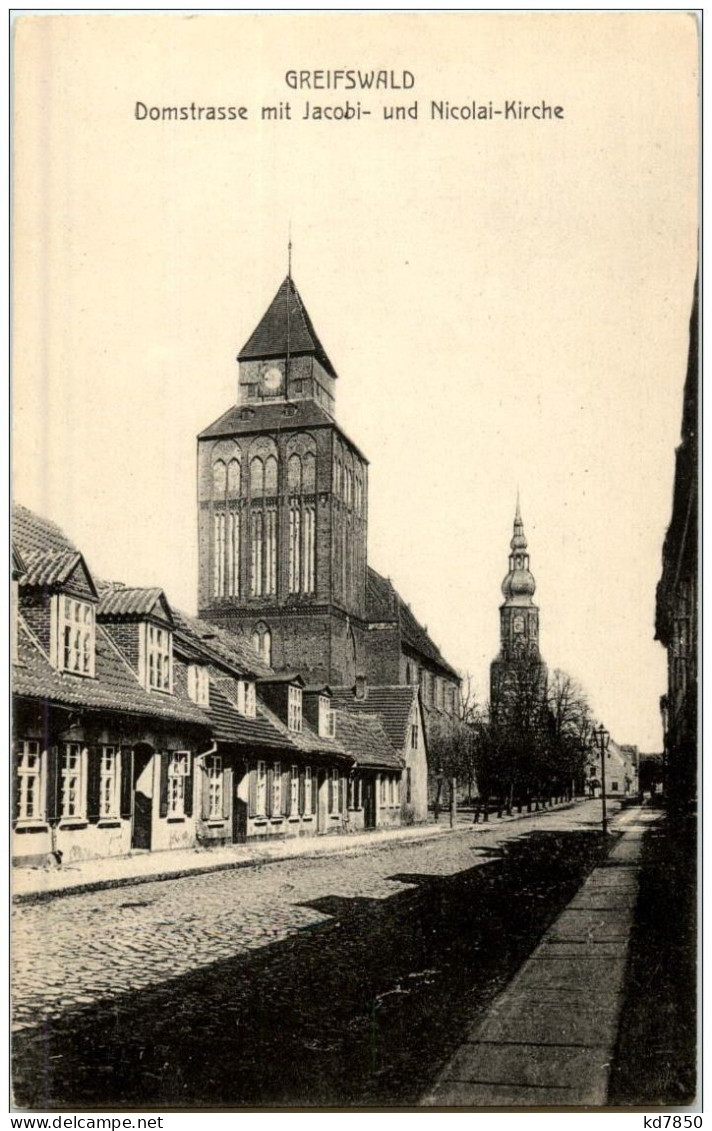 Greifswald - Domstrasse Mit Jacobi Und Nicolai Kirche - Greifswald