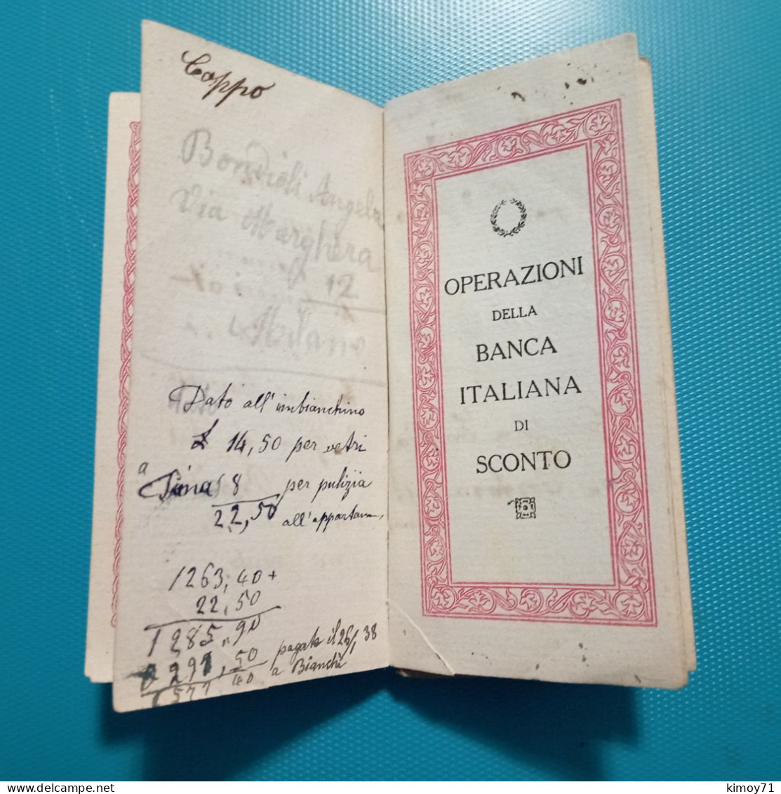 Agenda Banca Italiana Di Sconto - Roma 1918. - Other & Unclassified