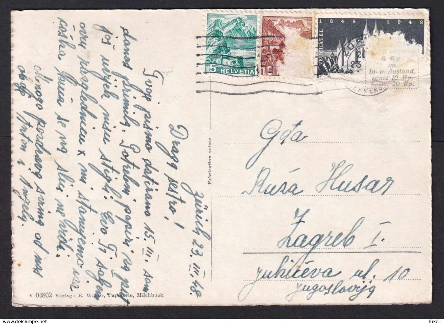 SWITZERLAND  ,    ZURICH  ,  MILCHBUCK   , OLD  POSTCARD - Zürich