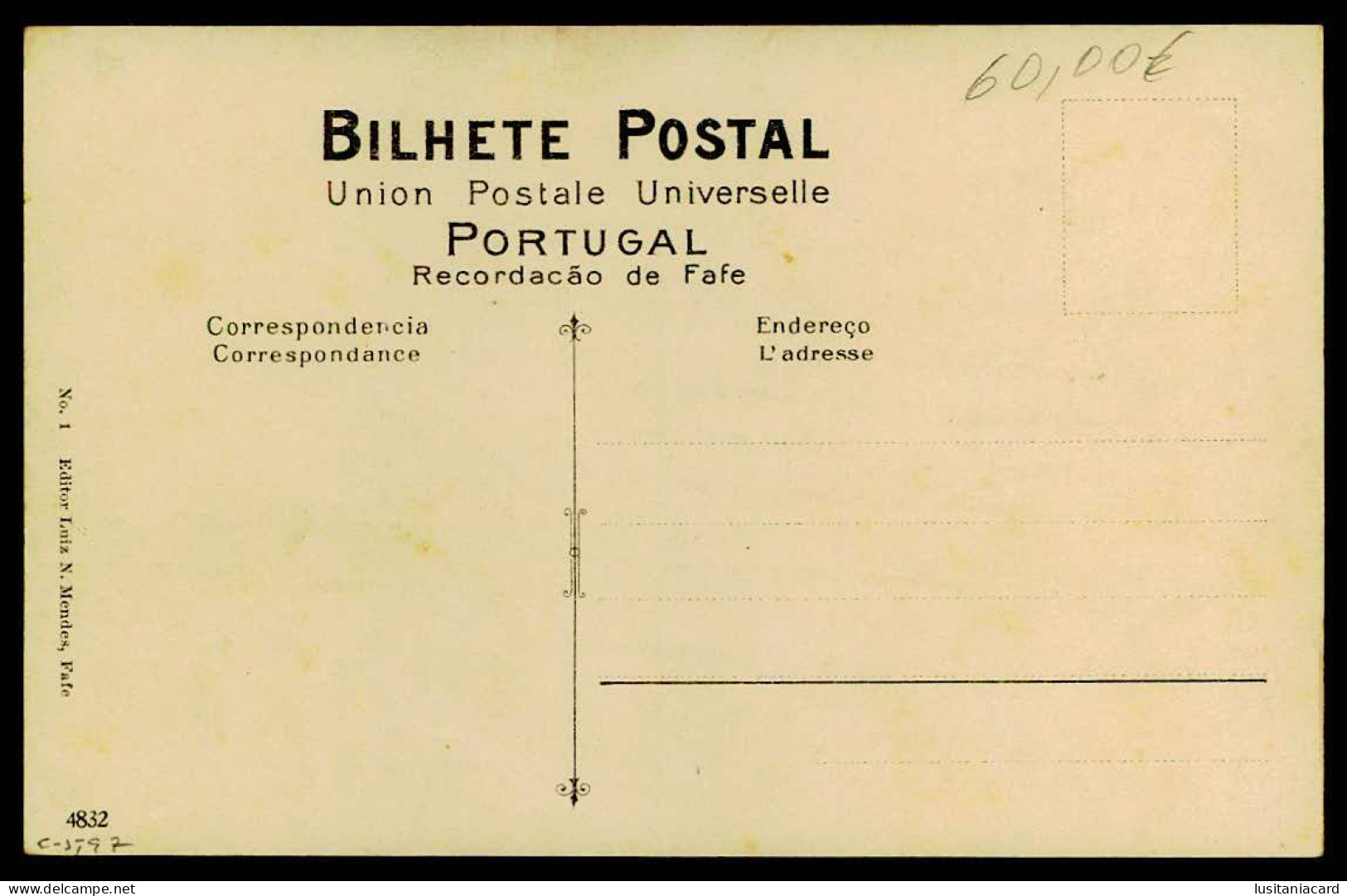 FAFE - Largos D. Carlos 1º E Mro. Fra. De Mello ( Editor Luiz N. Mendes Nº 1 / 4832) Carte Postale - Braga