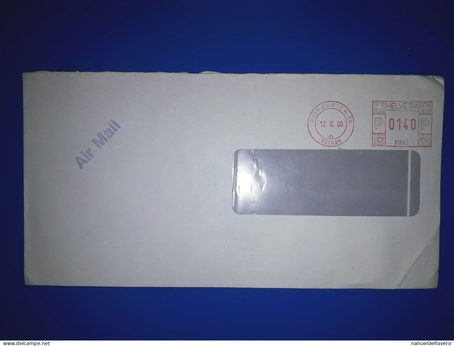 HELVETIA, Enveloppe Prioritaire Circulée Par Avion Avec Affranchissement Mécanique. Année 1990. - Used Stamps
