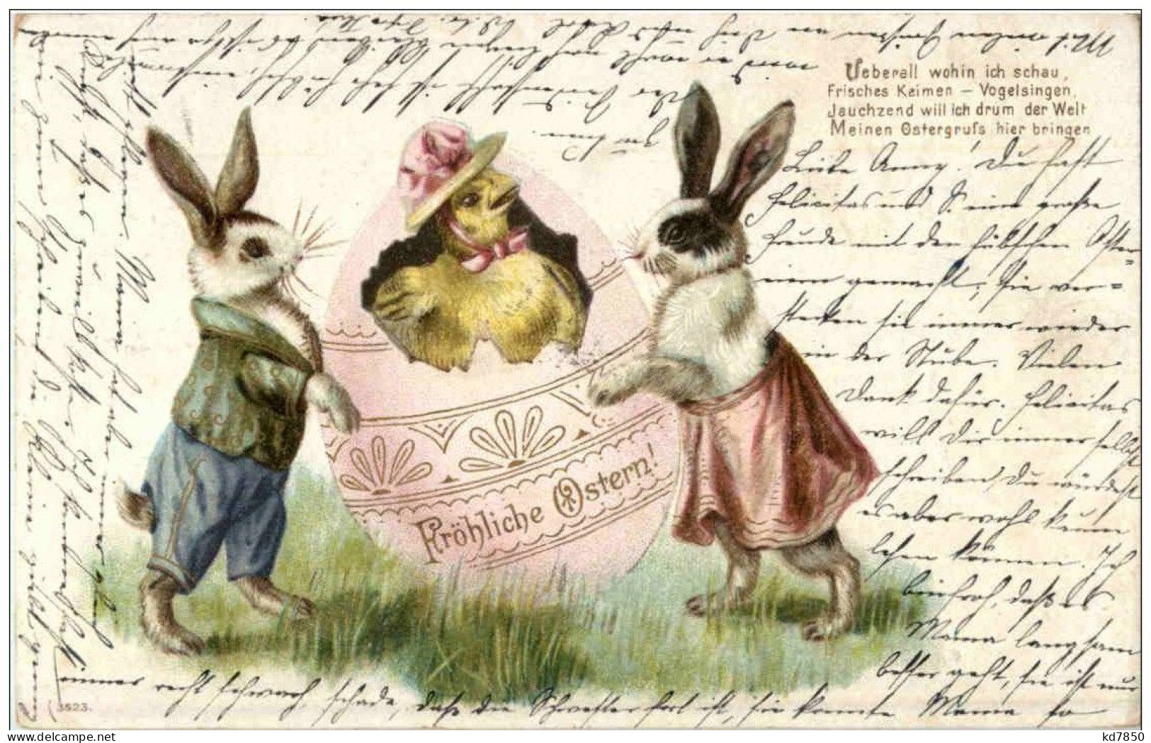 Hasen - Fröhliche Ostern - Litho - Sonstige & Ohne Zuordnung