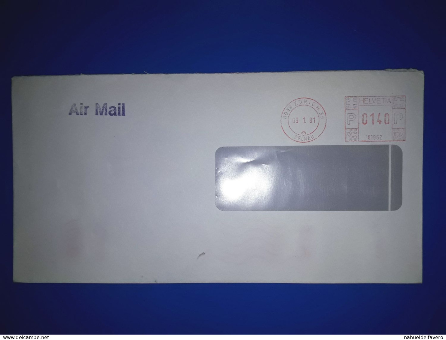 HELVETIA, Enveloppe Prioritaire Circulée Par Avion Avec Affranchissement Mécanique. Année 1991. - Used Stamps