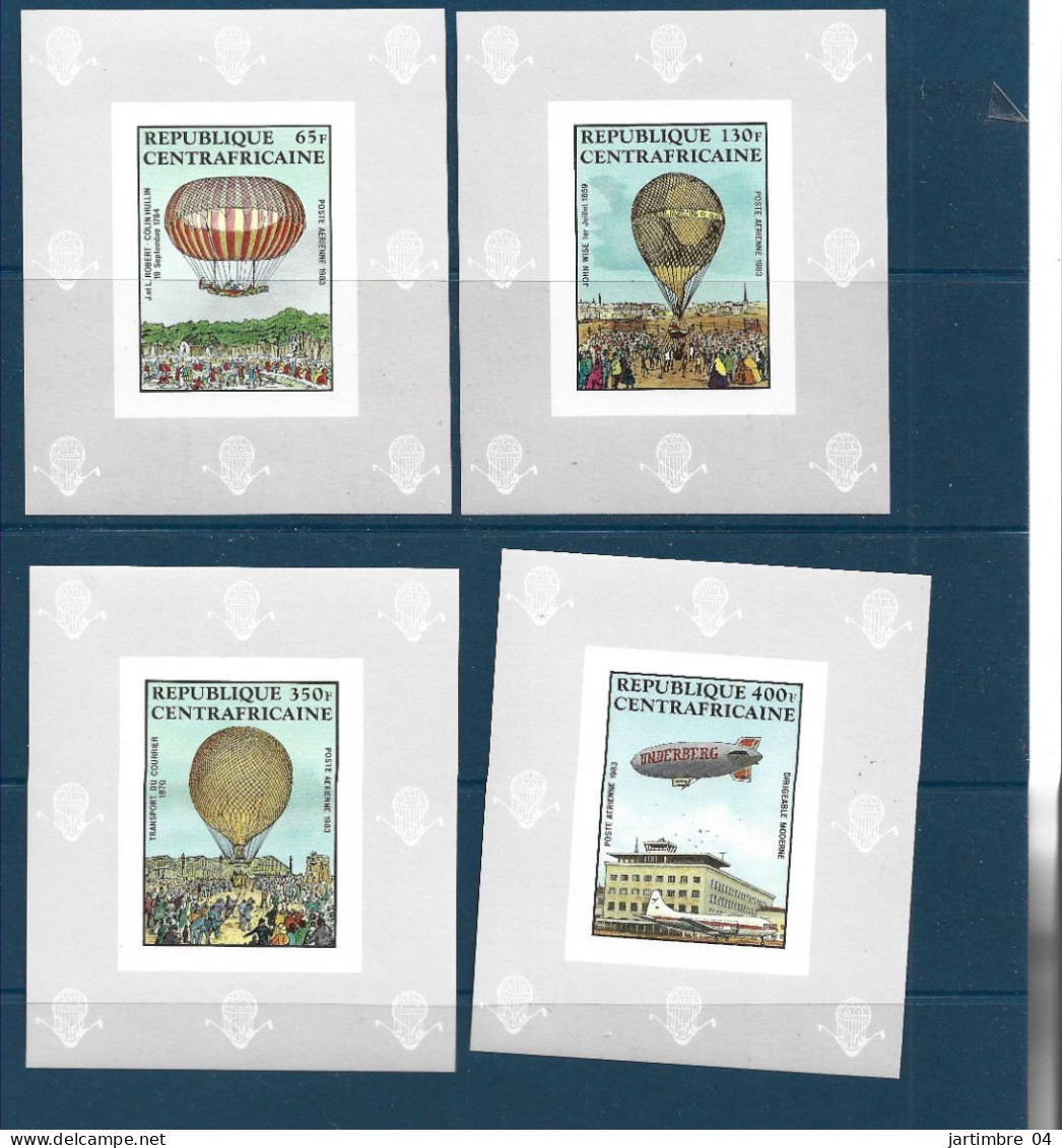 1983 CENTRAFRIQUE PA 272-75** Ballons Dirigeables, Zeppelin, Epreuves De Luxe - Central African Republic