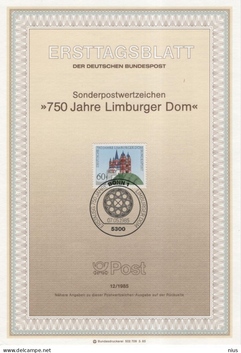 Germany Deutschland 1985-12 750 Jahre Limburger Dom, Limburg Cathedral, Canceled In Bonn - 1981-1990