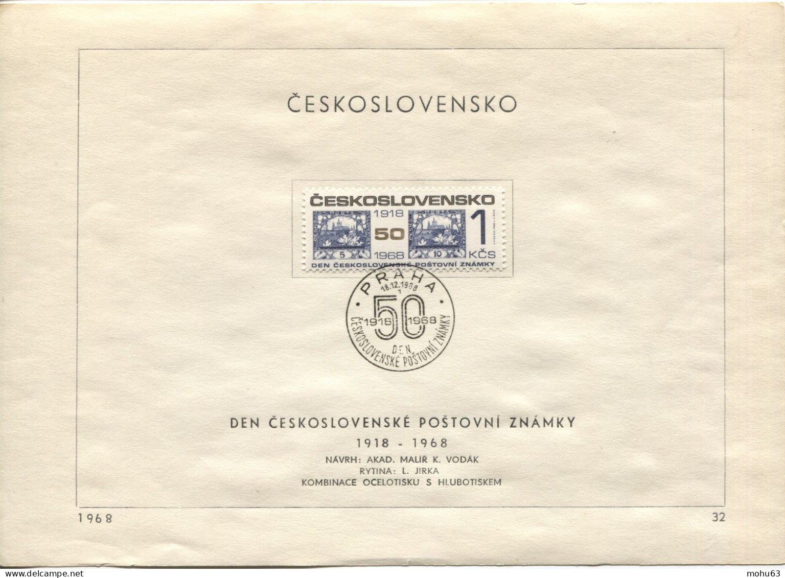 Tschechoslowakei # 1850 Ersttagsblatt Tag Der Briefmarke Hradschin-Ausgabe Mucha Uz '1' - Storia Postale