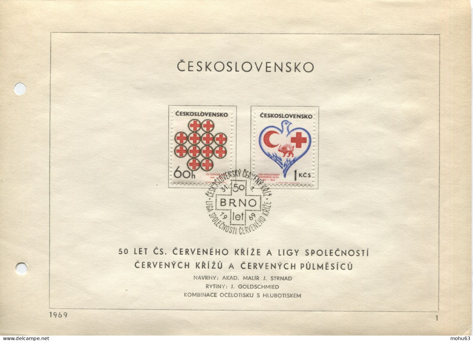Tschechoslowakei # 1851-2 Ersttagsblatt Rotes Kreuz Roter Halbmond Sonderstempel Brno - Briefe U. Dokumente