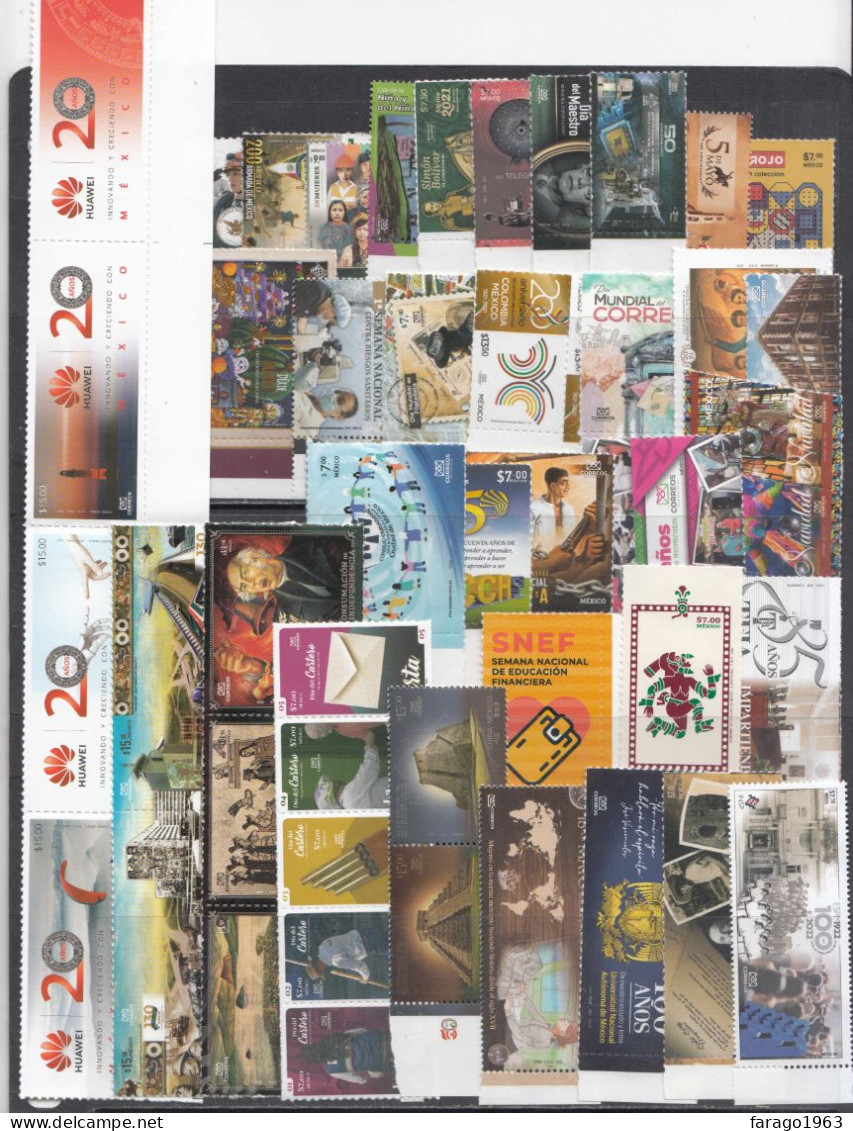 2021 Mexico Collection Of 47 Different Stamps MNH @ FACE VALUE - Mexique
