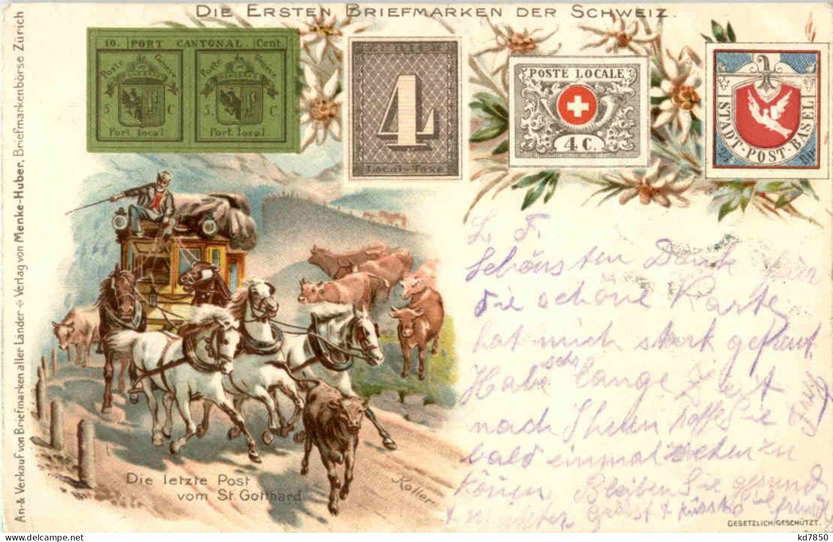 Die Ersten Briefmarken Der Schweiz - Litho - Postkutsche - Timbres (représentations)