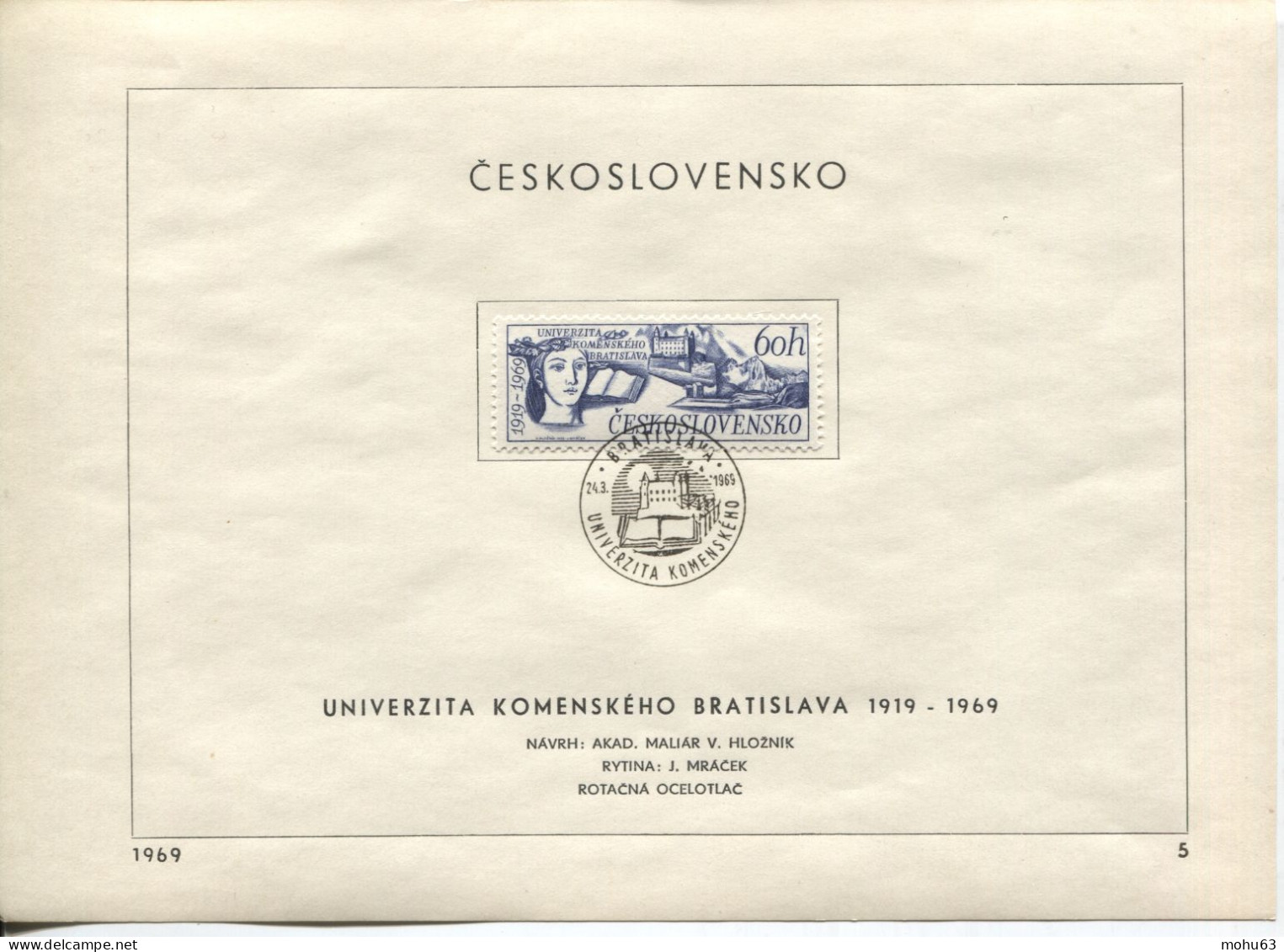 Tschechoslowakei # 1861 Ersttagsblatt Universität Preßburg Bratislava - Brieven En Documenten