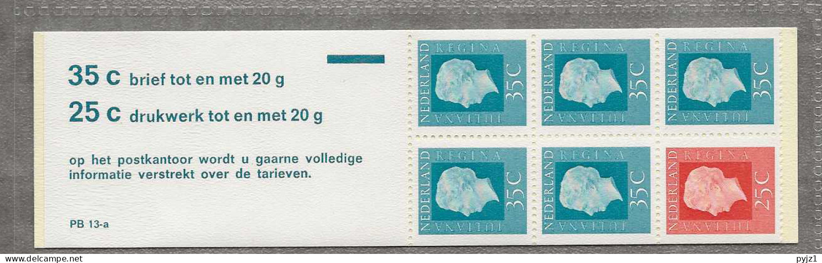 1971 MNH Nederland NVPH PB 13a - Postzegelboekjes En Roltandingzegels