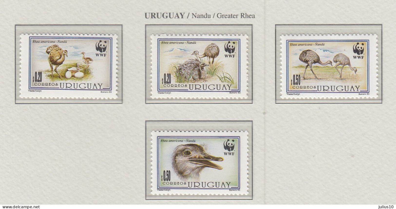 URUGUAY 1993 WWF Birds Mi 2021-2024 MNH(**) Fauna 838 - Other & Unclassified