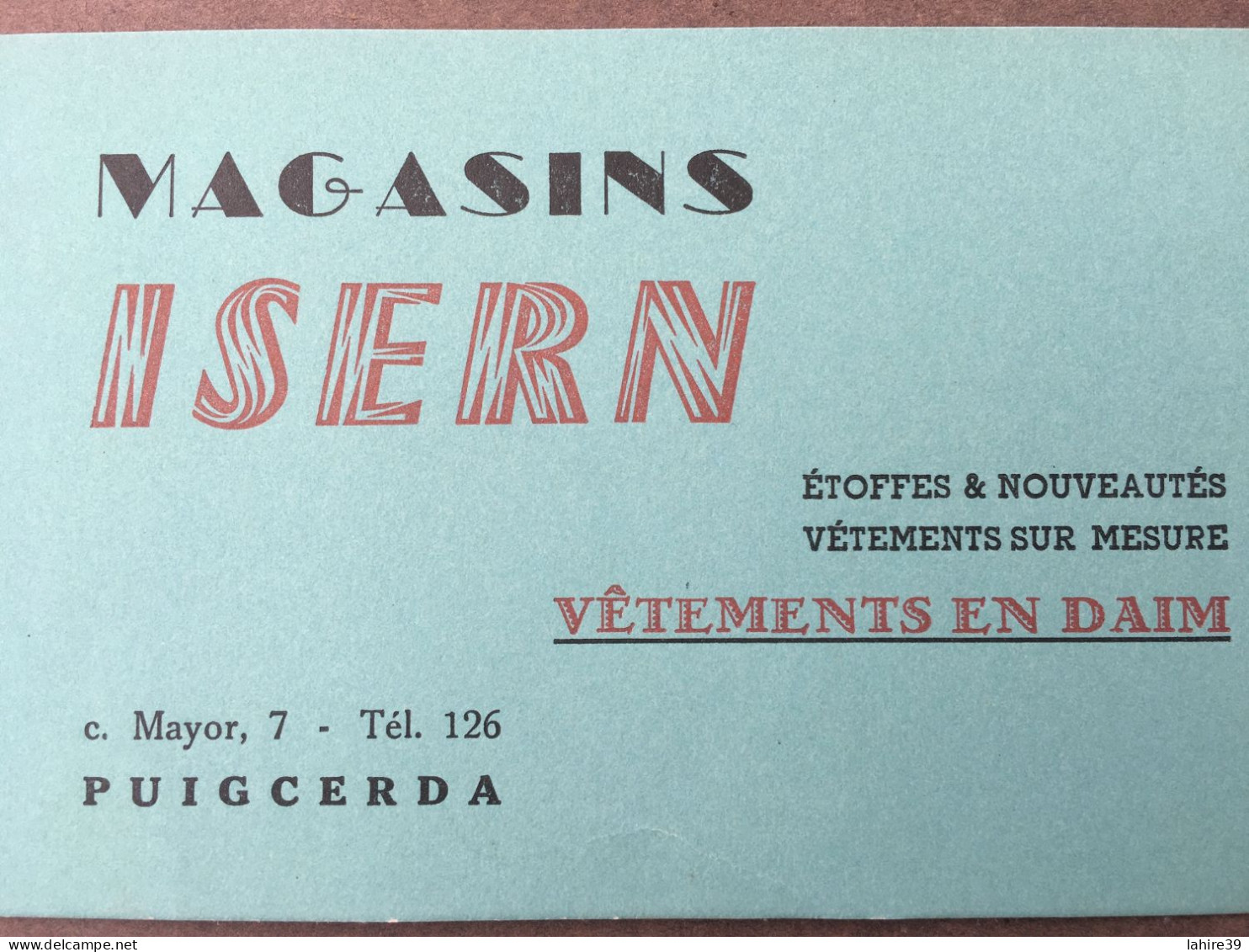 Carte De Visite / Magasin Isern / Vêtements En Daim / Puigcerda / Catalogne - Visitekaartjes