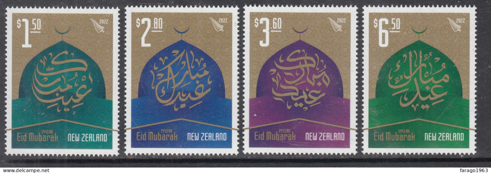 2022 New Zealand Eid Mubarak Complete Set Of 4 MNH @   BELOW FACE VALUE - Neufs