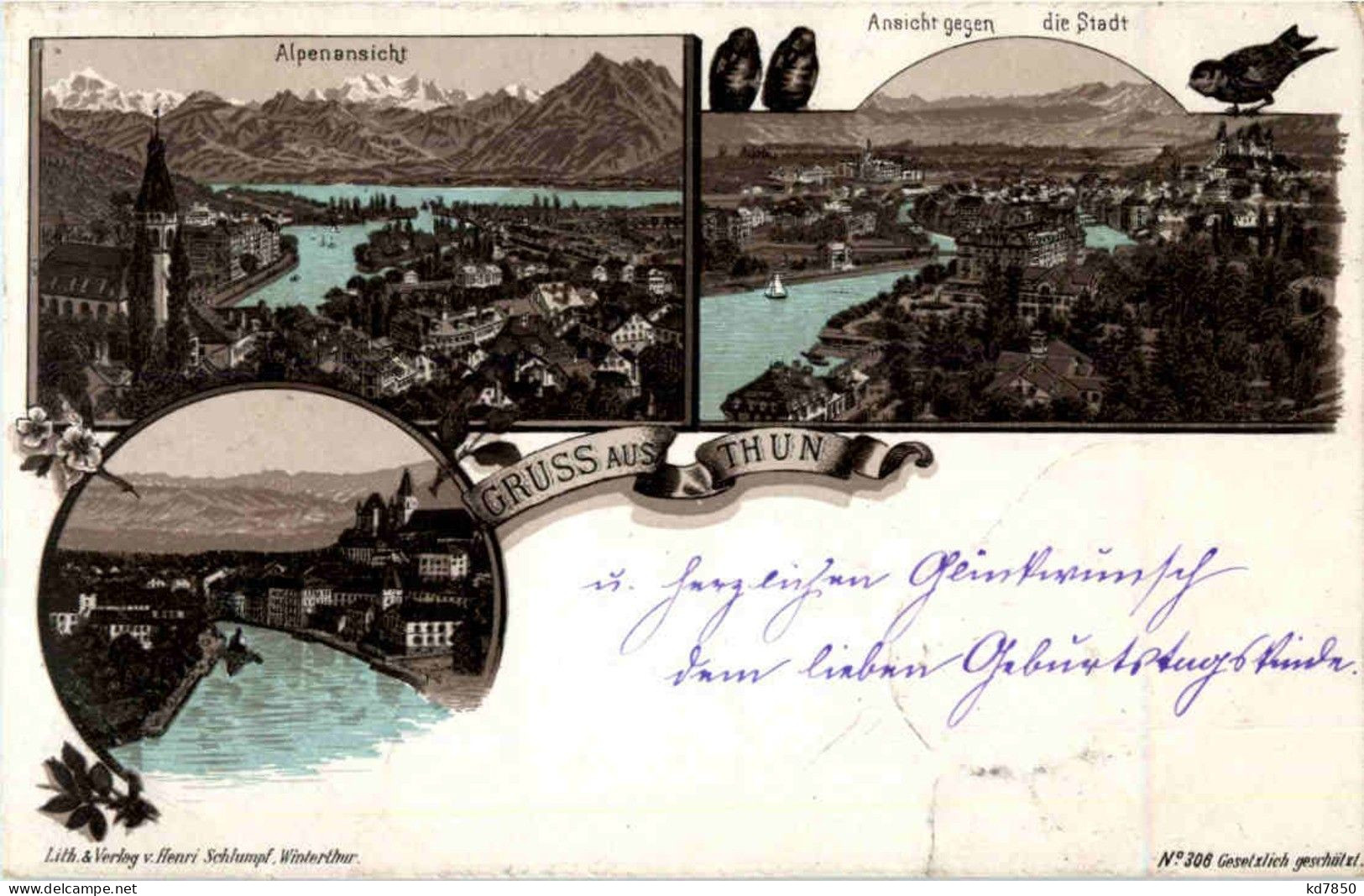 Gruss Aus Thun - Litho - Thoune / Thun