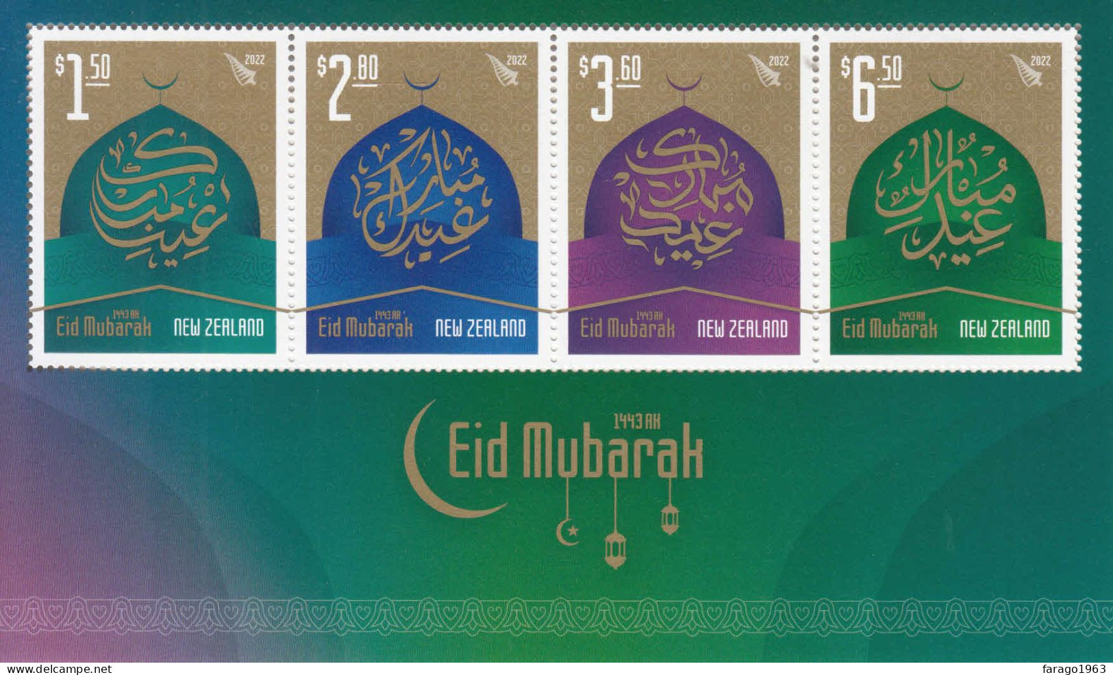 2022 New Zealand Eid Mubarak  Miniature Sheet Of 4 MNH @ BELOW FACE VALUE - Ongebruikt