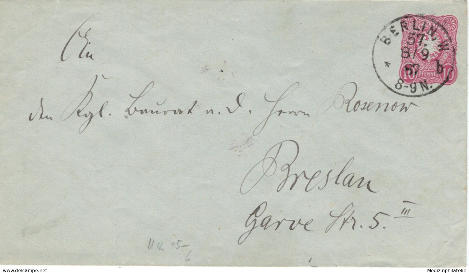 Ganzsache - Berlin W 1887 > Kgl. Baurat Rosenow Breslau - Enveloppes