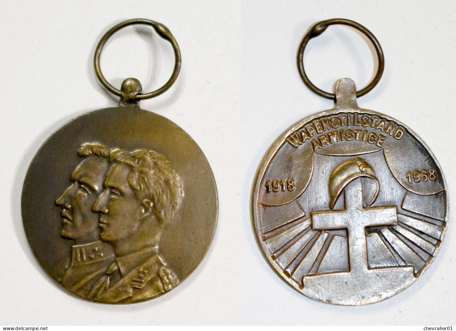 Médaille-BE-209-b_Medaille 50° Anniversaire Armistice 1918-1968_variante_21-25-1_sans Ruban - Bélgica