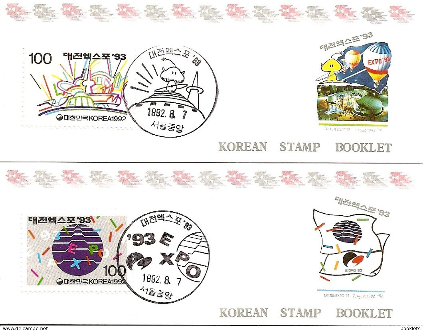 KOREA SOUTH, 1992, Booklet Philatelic Center 104/105, Expo '93 - Corée Du Sud