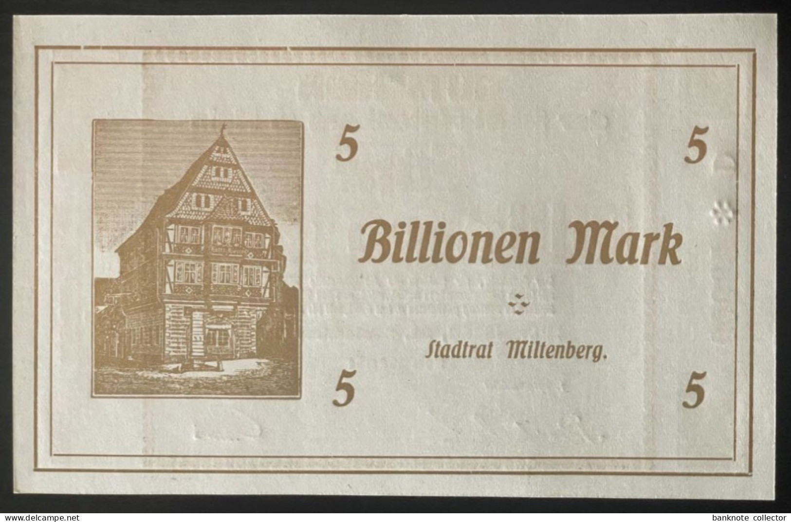 Deutschland, Germany, Gutschein Der Stadt Miltenberg A. Main - 5 Billion Mark, 1923 ! - 5 Billionen Mark