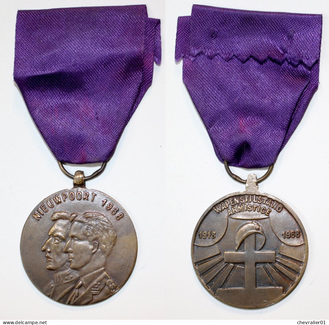 Médaille-BE-209-a_Medaille 50° Anniversaire Armistice 1918-1968 Nieuport – Belgique_20-32_D - Belgium