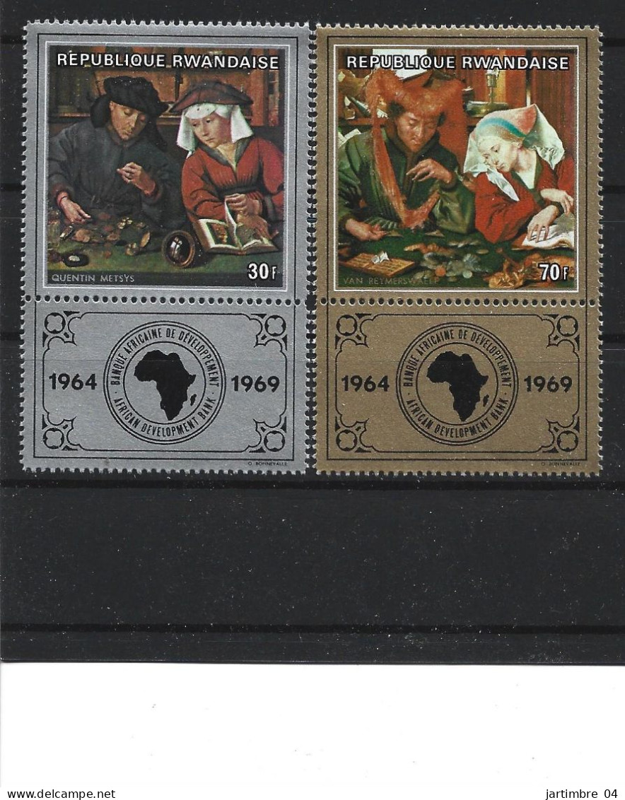 1969 RWANDA 309-10 ** Banque De Développement, Tableaux - Unused Stamps