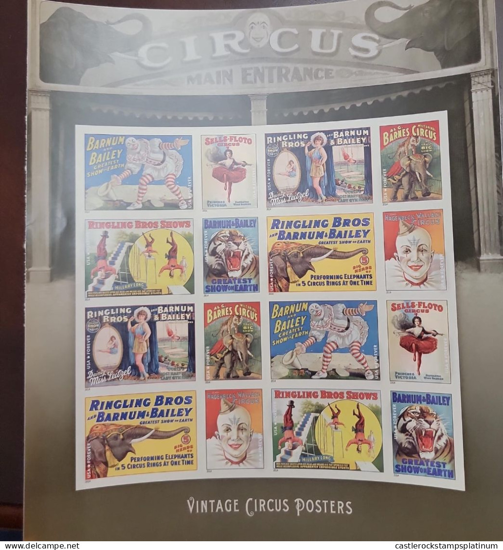 O) 2014 UNITED STATES - USA, ARTISTIC SHOW, CIRCUS, VIGNETTES, MAIN ENTRANCE, VINTAGE CIRCUS, SHEET XF - Autres & Non Classés