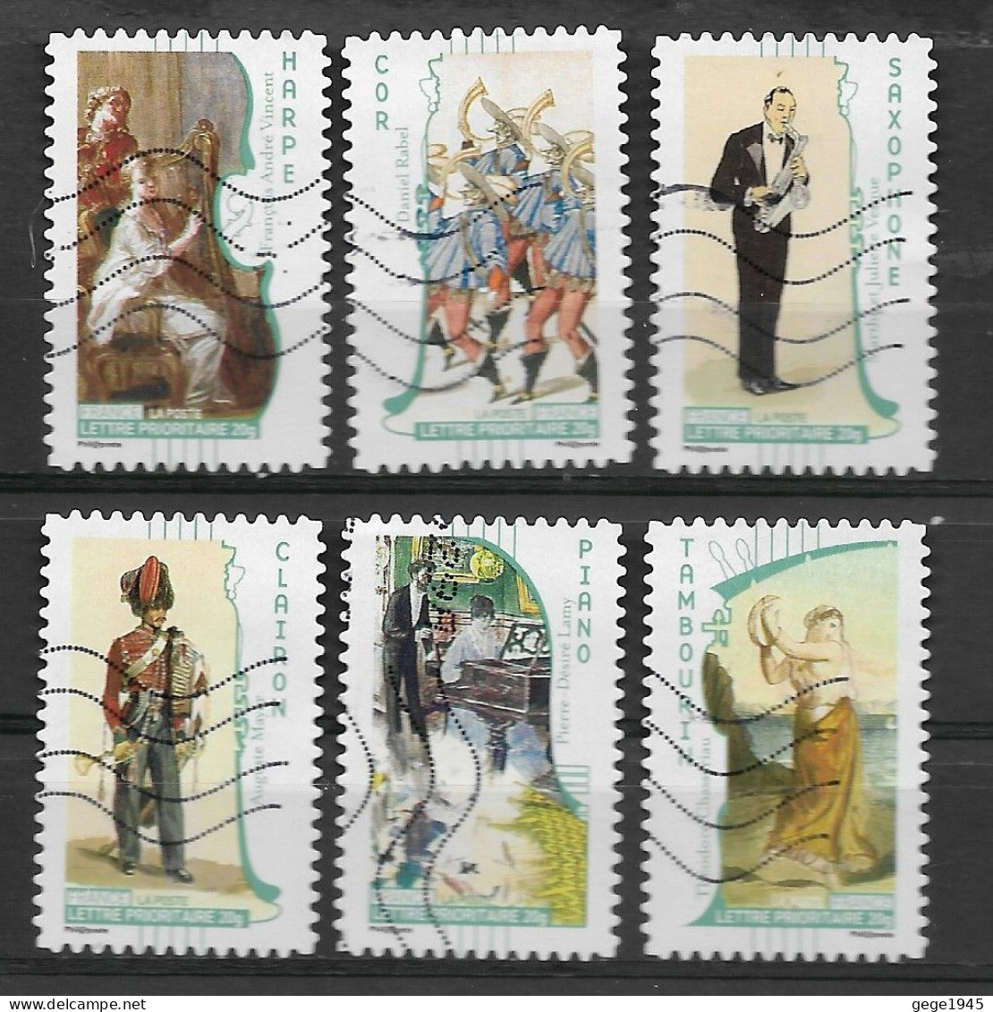 France 2010  Oblitéré  Autoadhésif  N° 391 - 394 - 395 - 397 - 399 - 400   "  Art La Musique  "  - - Used Stamps