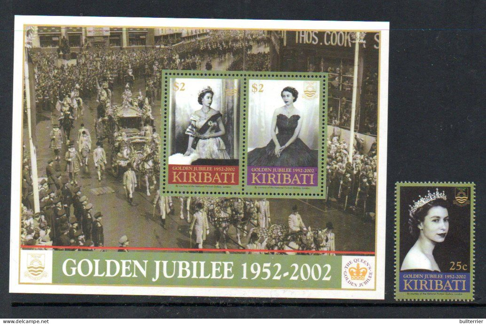 KIRIBATI - 2002- QUEEN ELIZABETH GOLDEN JUBILEE STAMP + S/SHEET MINT NEVER HINGED , SG CAT £6.50 - Kiribati (1979-...)