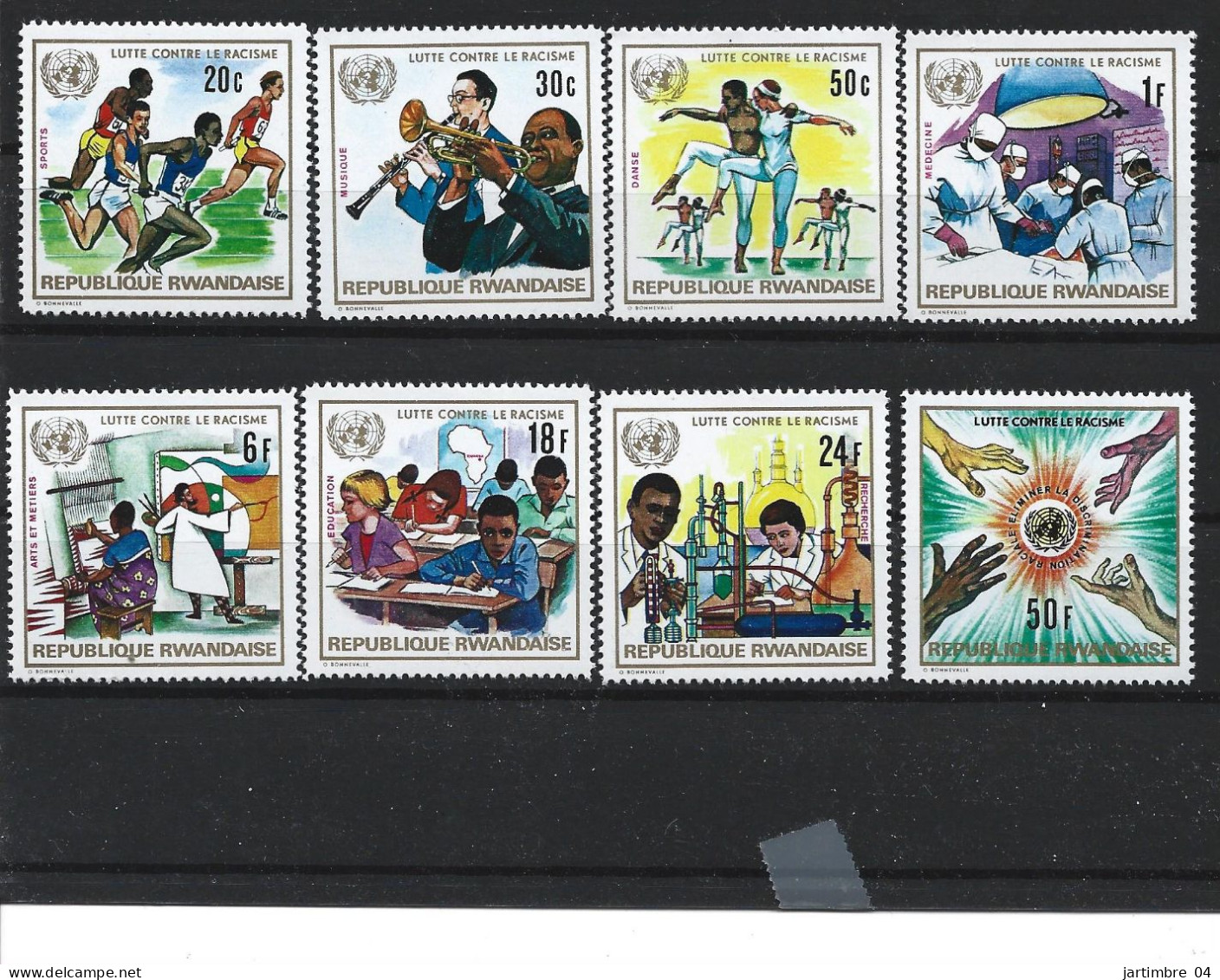 1972 RWANDA 493-500 ** Racisme, Musique, Chirurgie, Tissage, Mains - Unused Stamps