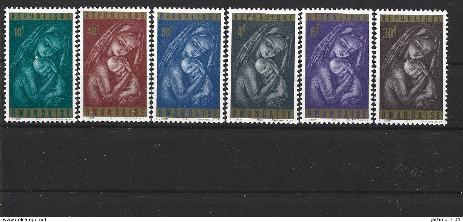 1965 RWANDA 128-33 ** Noël, Vierge-enfant - Neufs