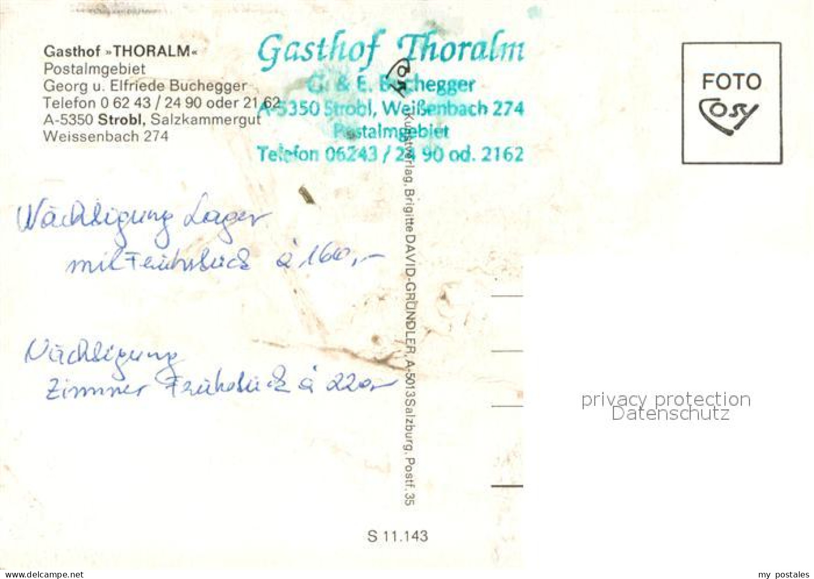 73629118 Strobl Wolfgangsee Postalmgebiet Gasthof Thoralm Gaststube Kapelle Stro - Autres & Non Classés