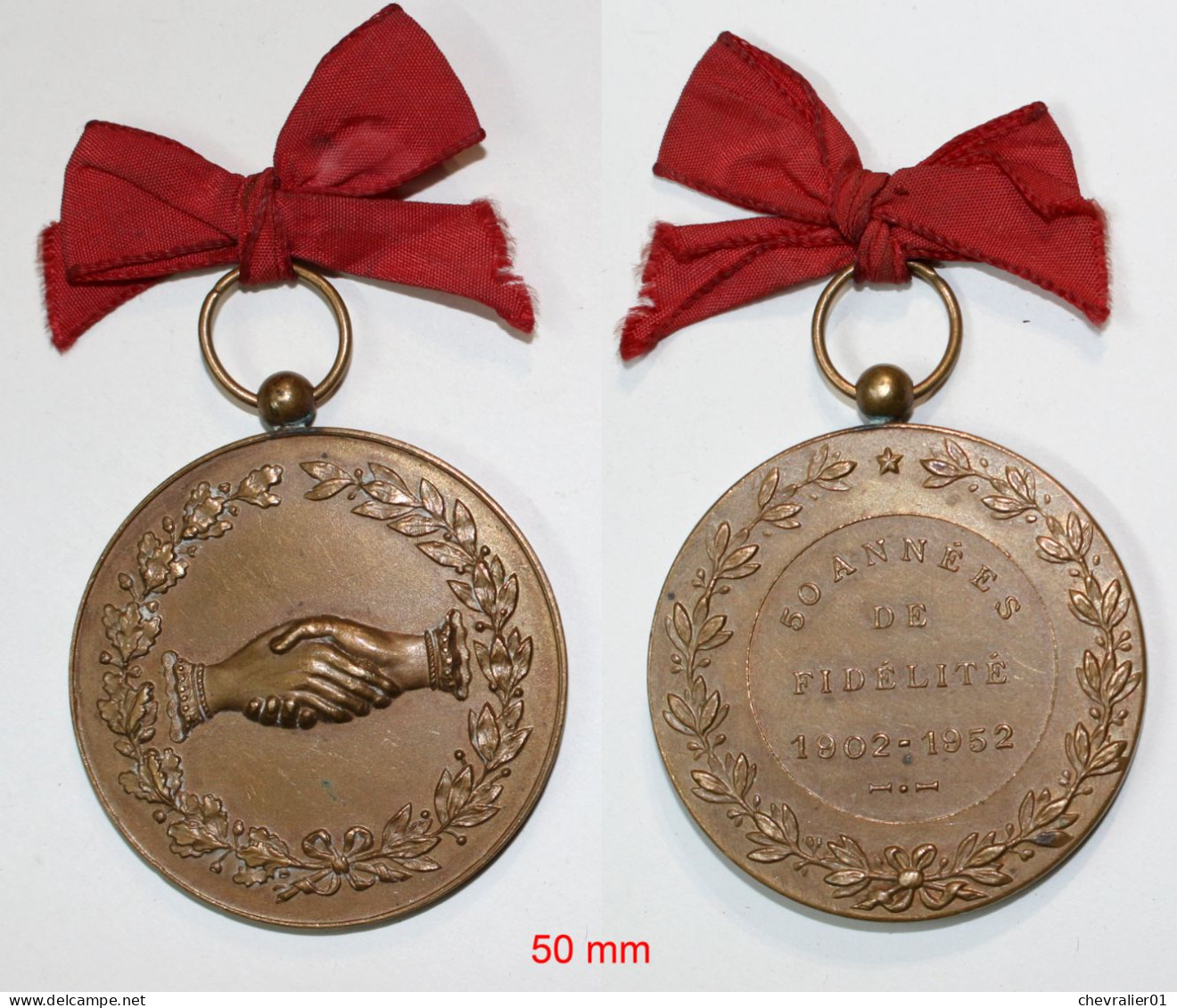 Médaille Civile-BE_50 Années De Fidélité_1902-1952_21-14-3 - Autres & Non Classés