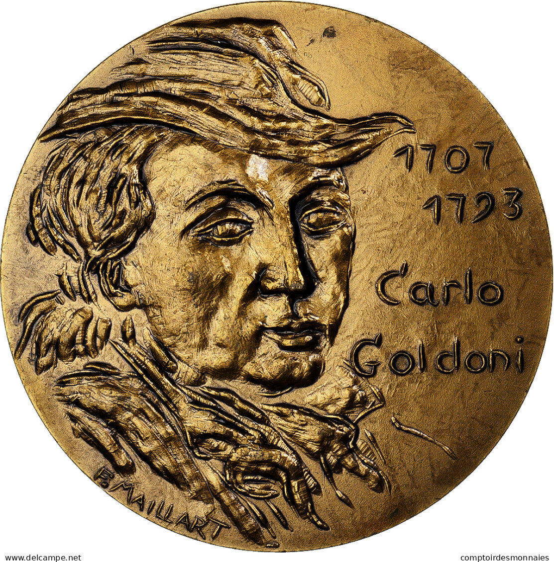 France, Médaille, Carlo Goldoni, Bronze Florentin, Maillart, SPL - Other & Unclassified