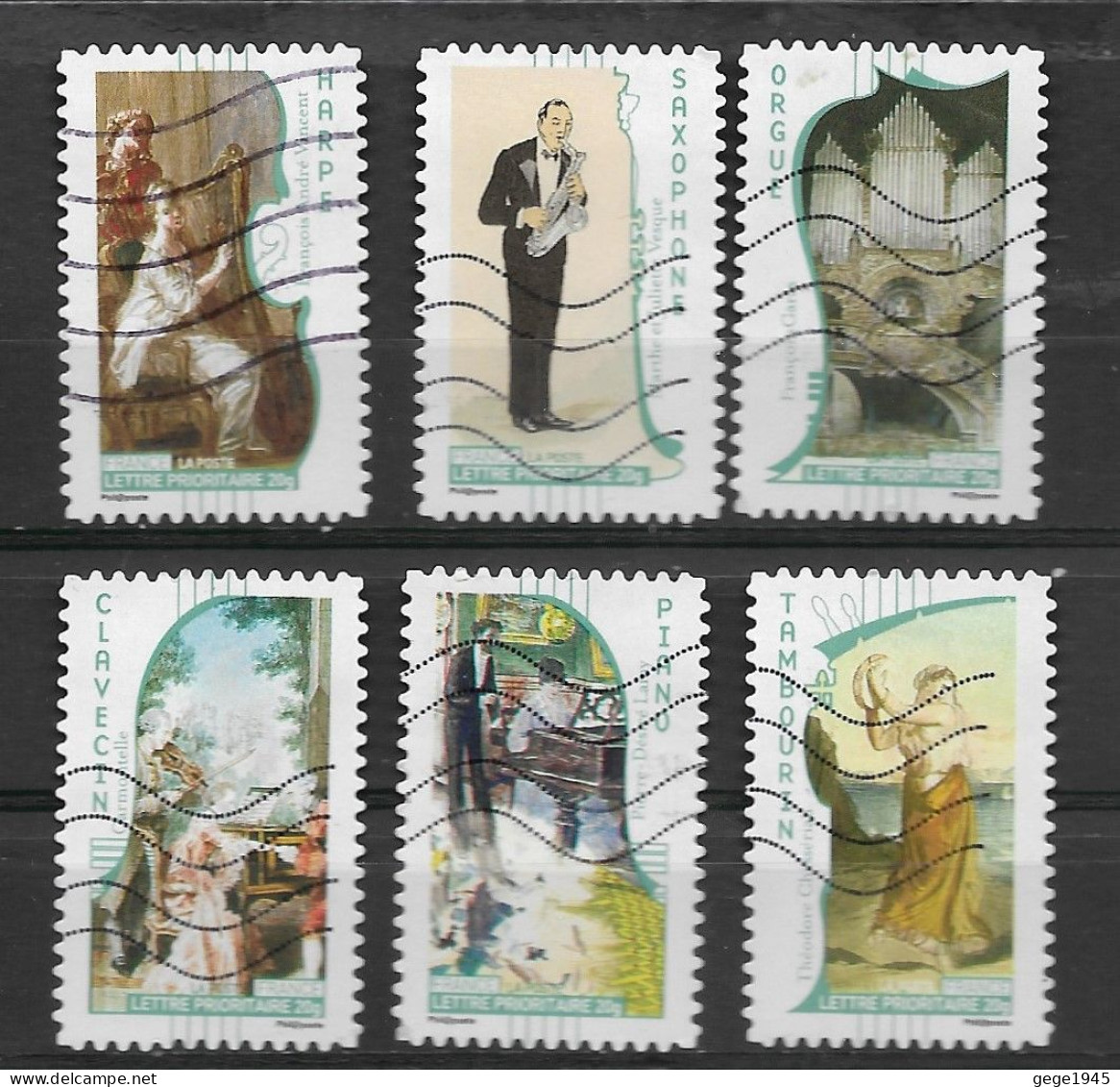 France 2010  Oblitéré  Autoadhésif  N° 391 - 395 - 396 - 398 - 399 - 400    "  Art La Musique  "  - - Used Stamps