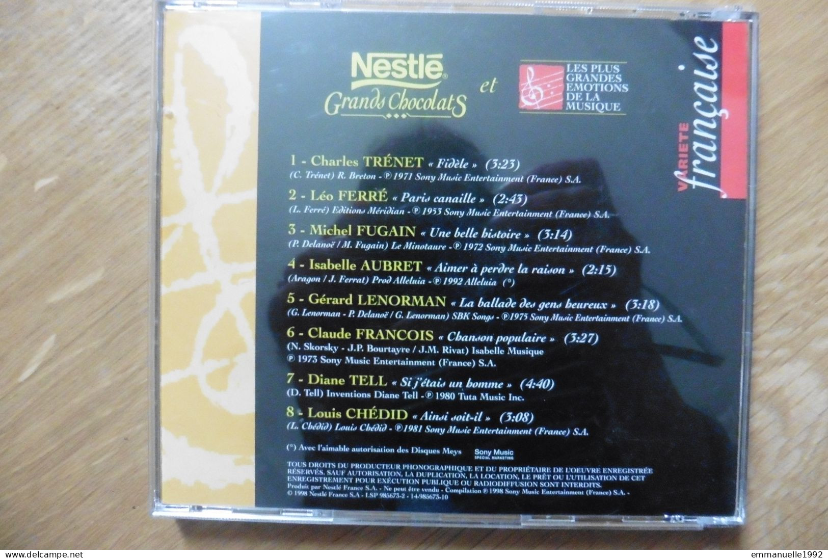 CD Chansons Les Plus Grandes émotions De La Musique Variété Française Trénet Ferré Fugain Lenorman Etc Nestlé Chocolats - Andere - Franstalig