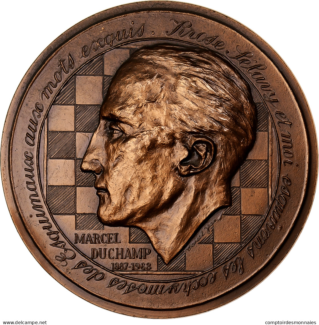 France, Médaille, Marcel Duchamps, 1977, Cuivre, Marcel Jean, SPL+ - Autres & Non Classés