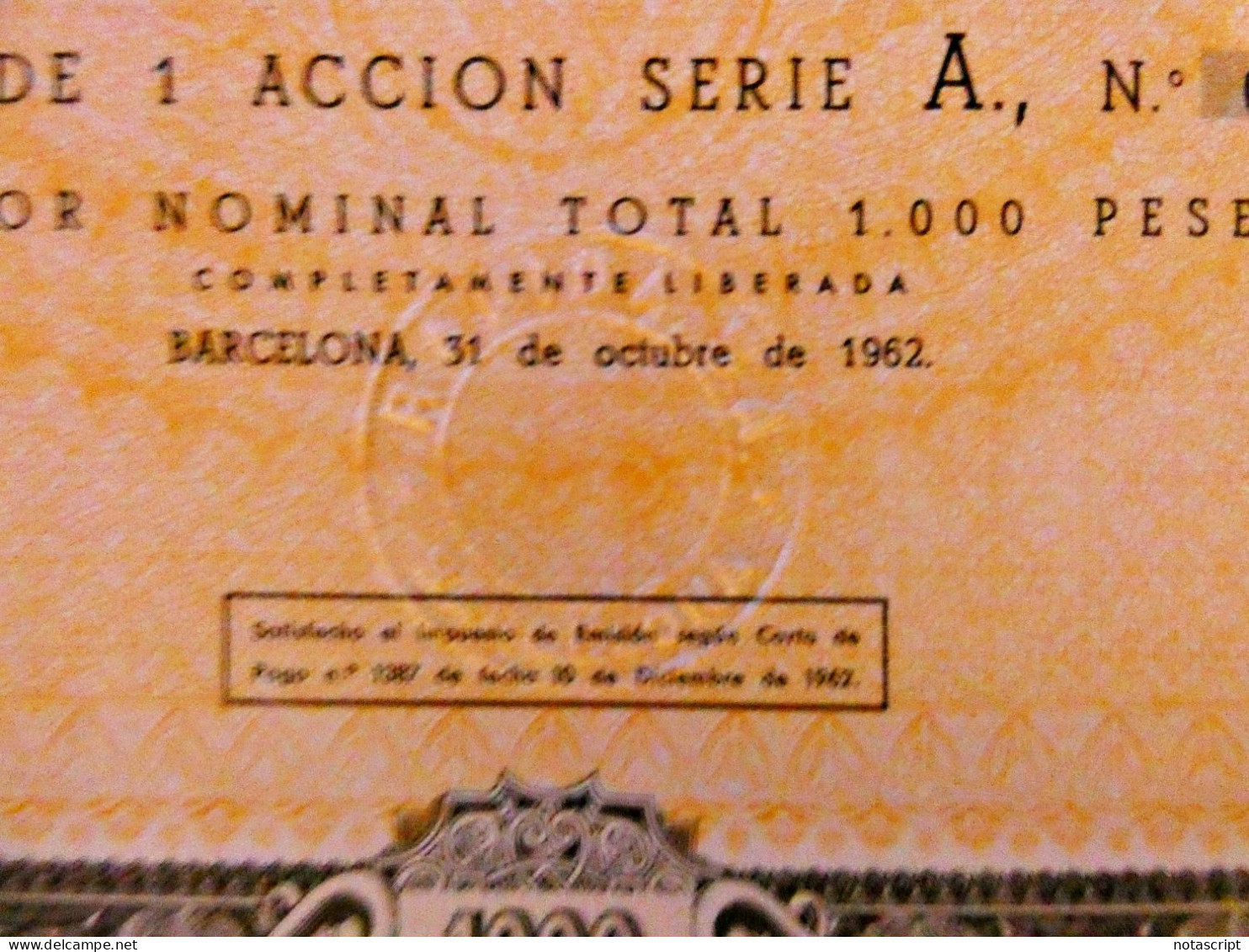 Rápida,SA .Barcelona 1962 Share Certificate ,Wertheim Sewing Machines And Olivetti Brand Products. - Industrie