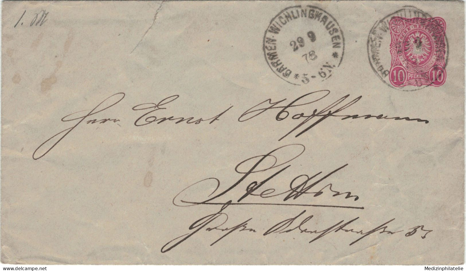 Ganzsache - Walther Hoffmann Barmen-Wichlinghausen 1878 > Stettin - Enveloppes