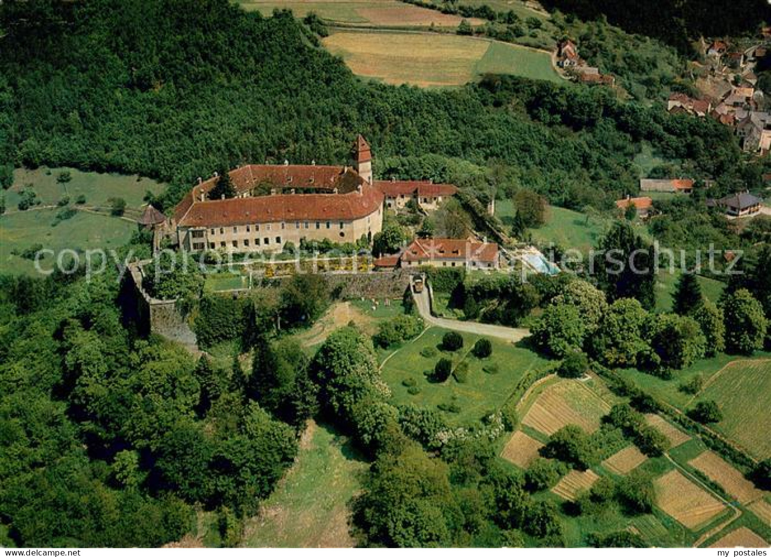 73628567 Bernstein Burgenland Schloss Bernstein Fliegeraufnahme Bernstein Burgen - Sonstige & Ohne Zuordnung