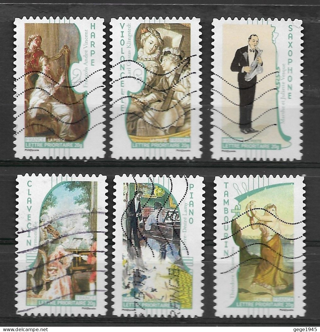 France 2010  Oblitéré  Autoadhésif  N° 391 - 392 - 395 - 398 - 399 - 400    "  Art La Musique  "  - - Used Stamps