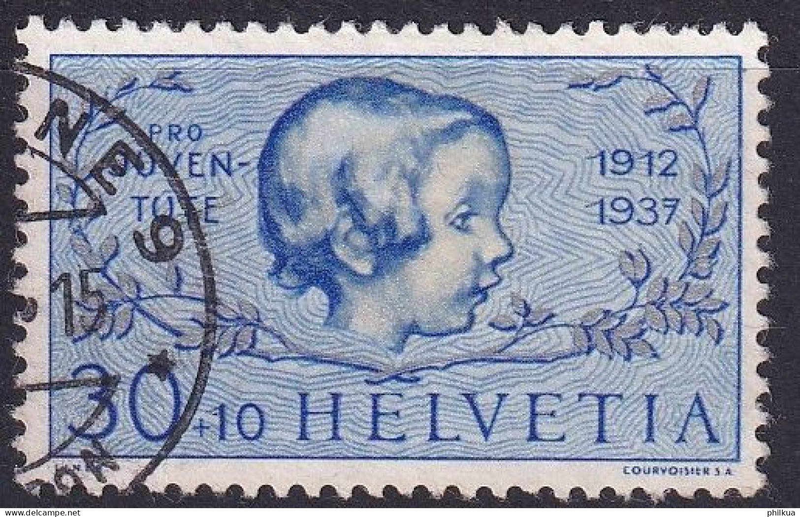 1937, 1. Dez. Pro Juventute Mädchenkopf 84 / MiNr. 317 Mit Sauber Gestempelt - Usados
