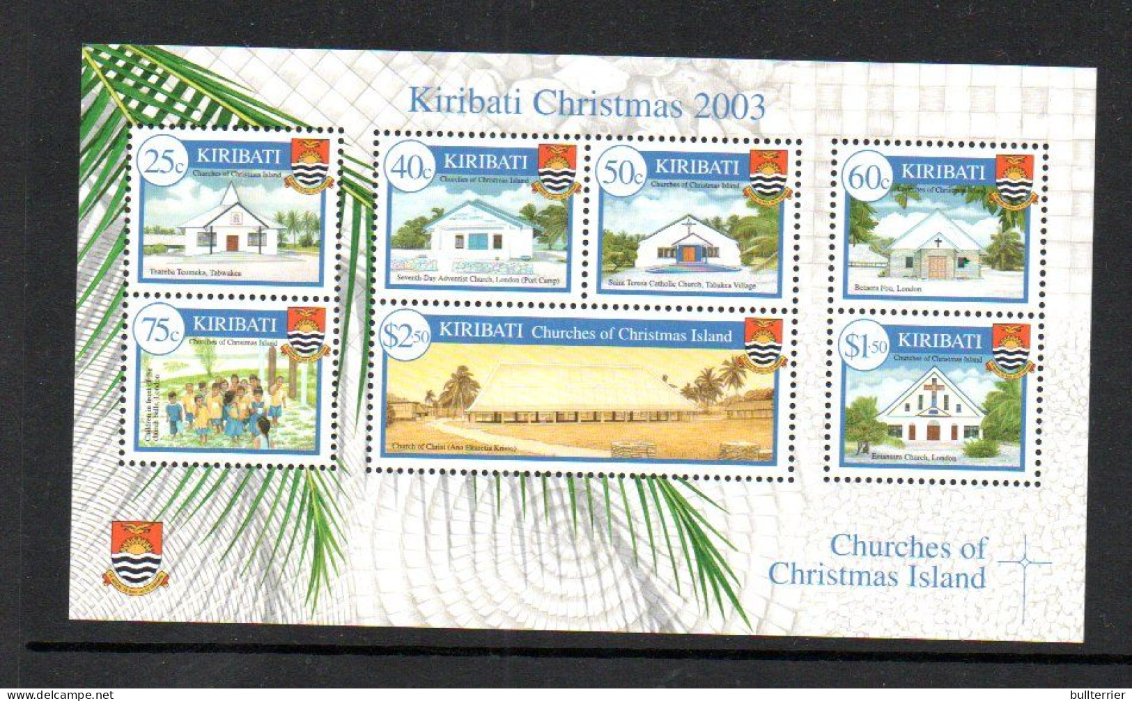 KIRIBATI - 2003 - CHURCHES OF CHRISTMAS ISLAND  MINT NEVER HINGED - Kiribati (1979-...)