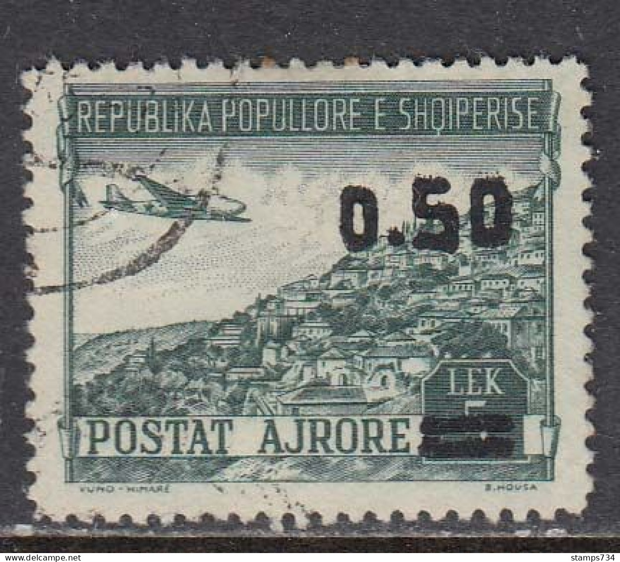 Albania 1953 - Paysages, Timbre Avec Surcharge Noir, Mi-Nr. 523, Used - Albanië