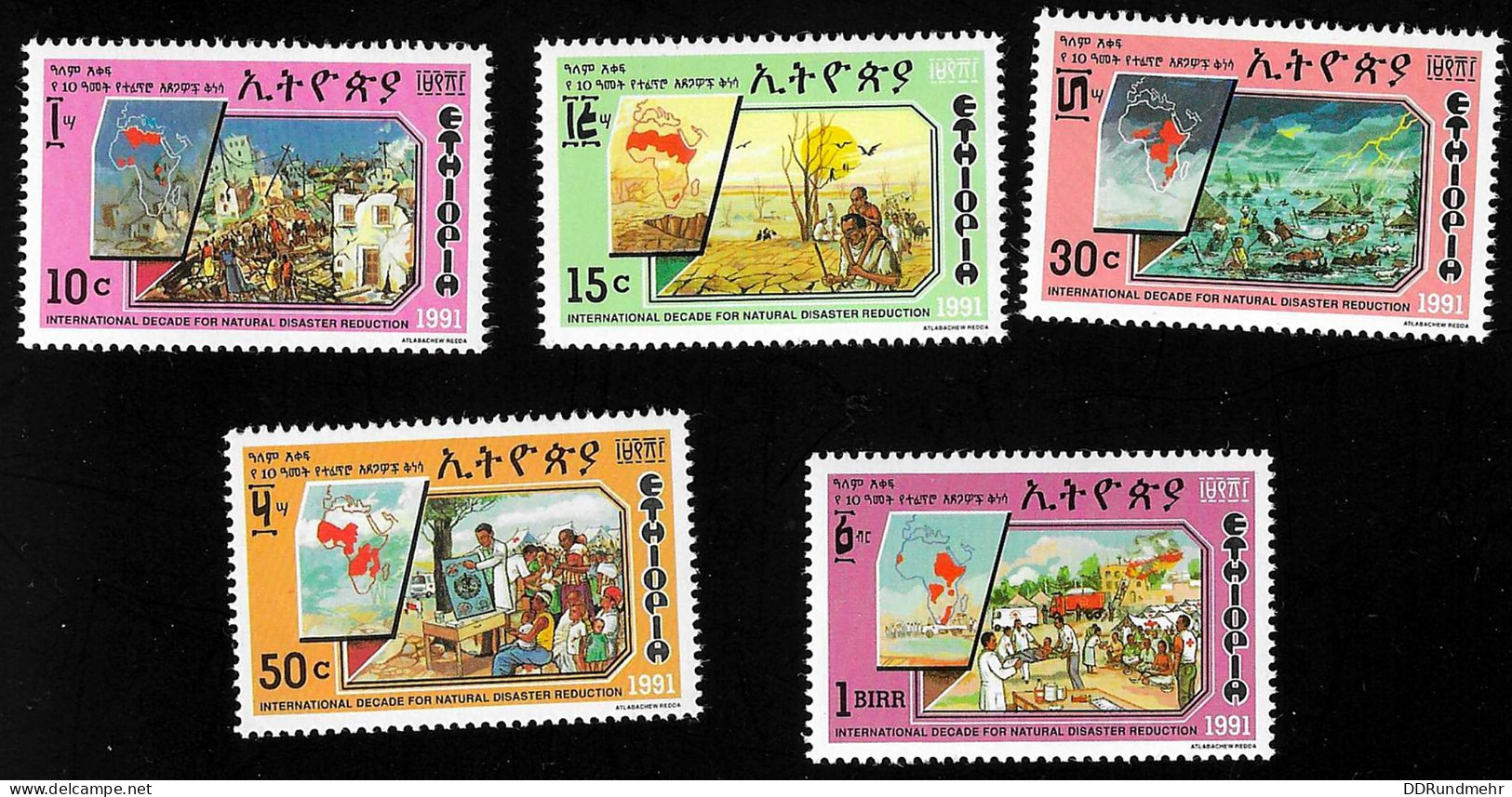 1991 Natural Disaster   Michel ET 1393 - 1397 Stamp Number ET 1311 - 1315 Yvert Et Tellier ET 1308 - 1312 Xx MNH - Etiopía