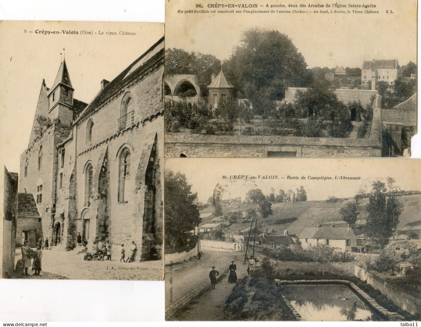 60 - Crépy En Valois - Lot De 6 Cartes - Brise Bêche; République; Mermont Laiterie; Ste Agathe; Abreuvoir; Château - Crepy En Valois